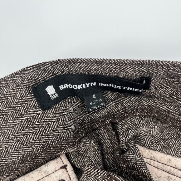 Brooklyn Industries Tweed Shorts Sz 4 Preppy Dark Academia Leather Herringbone - Picture 10 of 13